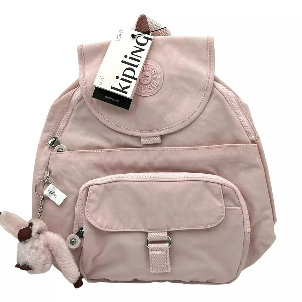 Kipling Nylon Queenie Backpack Light Pink K12693 6JW Adjustable Straps‎